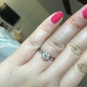 GIA natural diamond 14k white gold ring